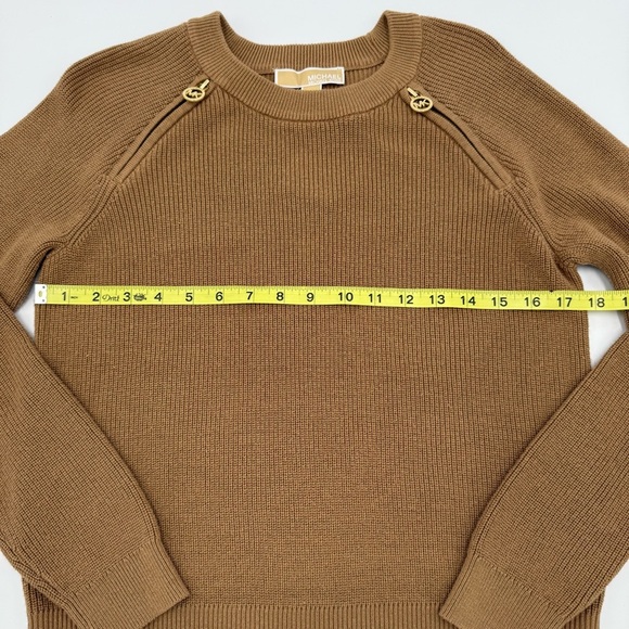 NWT Michael Kors Women’s Classic Cropped Sweater Double Zippers Dark Camel Small - Picture 11 of 14